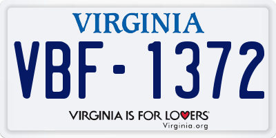 VA license plate VBF1372