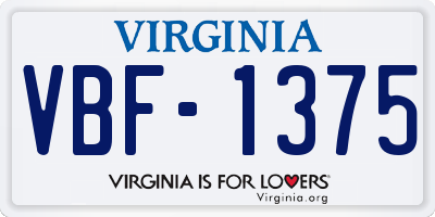 VA license plate VBF1375