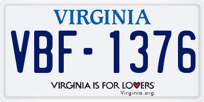 VA license plate VBF1376