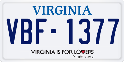 VA license plate VBF1377