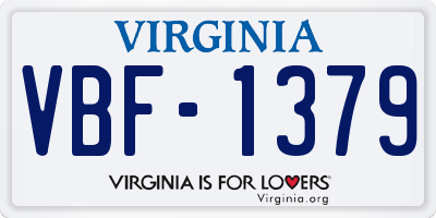 VA license plate VBF1379