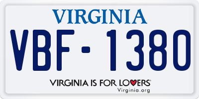 VA license plate VBF1380
