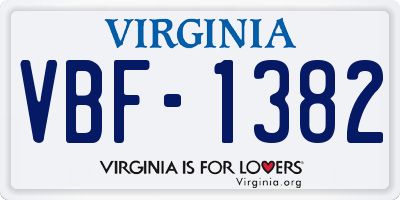 VA license plate VBF1382