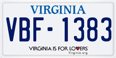 VA license plate VBF1383
