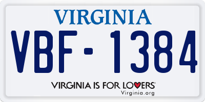 VA license plate VBF1384