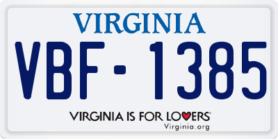 VA license plate VBF1385