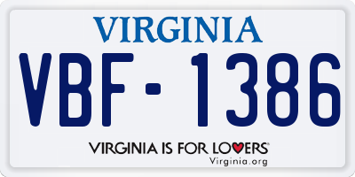 VA license plate VBF1386