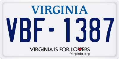 VA license plate VBF1387