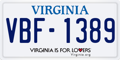 VA license plate VBF1389