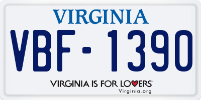 VA license plate VBF1390