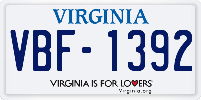 VA license plate VBF1392