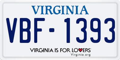 VA license plate VBF1393