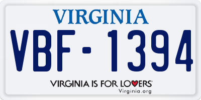 VA license plate VBF1394