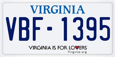 VA license plate VBF1395