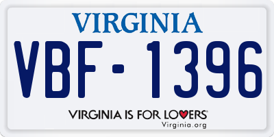 VA license plate VBF1396
