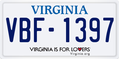 VA license plate VBF1397