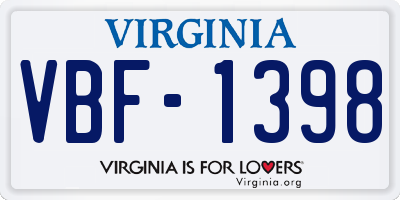 VA license plate VBF1398