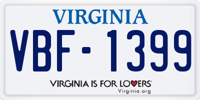 VA license plate VBF1399