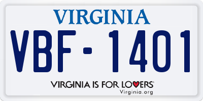 VA license plate VBF1401