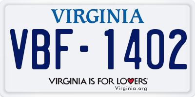 VA license plate VBF1402