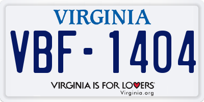 VA license plate VBF1404