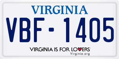 VA license plate VBF1405