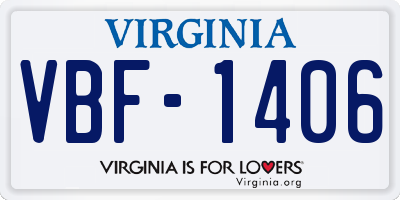 VA license plate VBF1406
