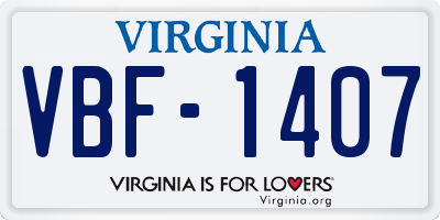 VA license plate VBF1407