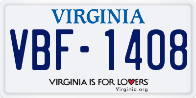 VA license plate VBF1408