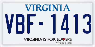 VA license plate VBF1413
