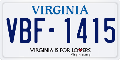 VA license plate VBF1415