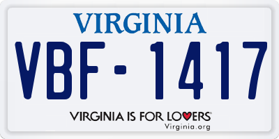 VA license plate VBF1417