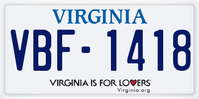 VA license plate VBF1418