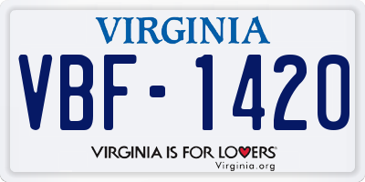 VA license plate VBF1420