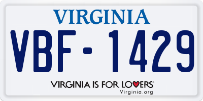 VA license plate VBF1429