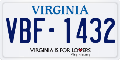 VA license plate VBF1432