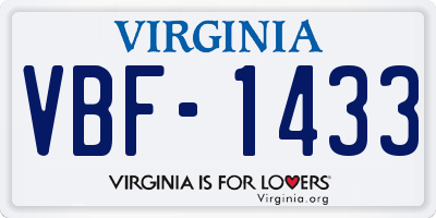 VA license plate VBF1433