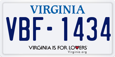 VA license plate VBF1434