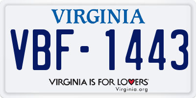 VA license plate VBF1443