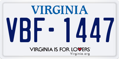 VA license plate VBF1447
