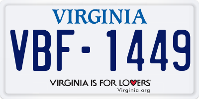 VA license plate VBF1449