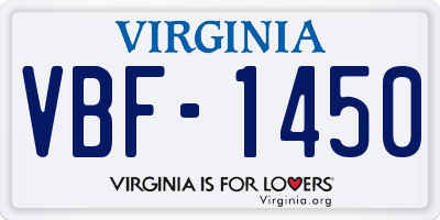 VA license plate VBF1450