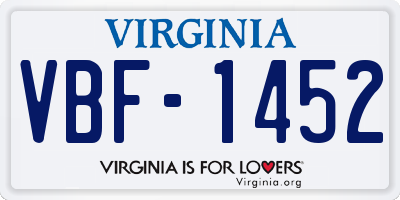 VA license plate VBF1452