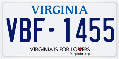 VA license plate VBF1455