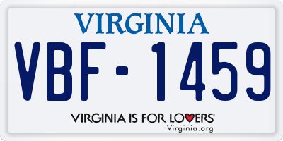 VA license plate VBF1459