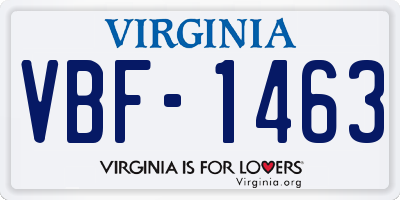 VA license plate VBF1463