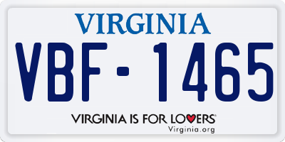 VA license plate VBF1465