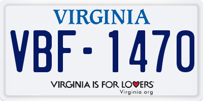 VA license plate VBF1470