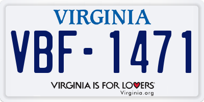 VA license plate VBF1471