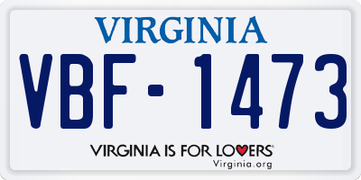 VA license plate VBF1473